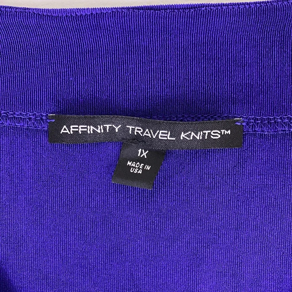 Affinity‎ Travel Knits Cardigan Women 1X Purple Button Front 3/4 Sleeve Top USA